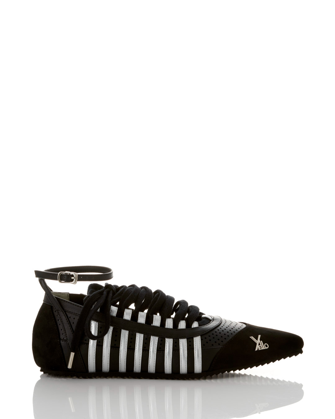 YELLO レースアップミュール 黒白 L 本日のみ YELLO / G CLEF LACE UP SNEAKERS