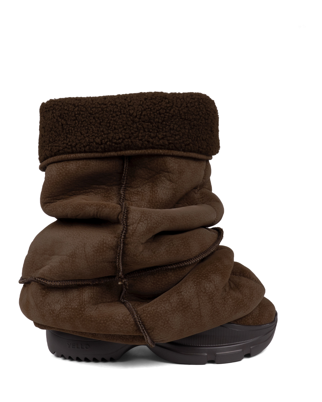 YELLO / 99%CACAO SLOUCHY SHEARLING BOOTS