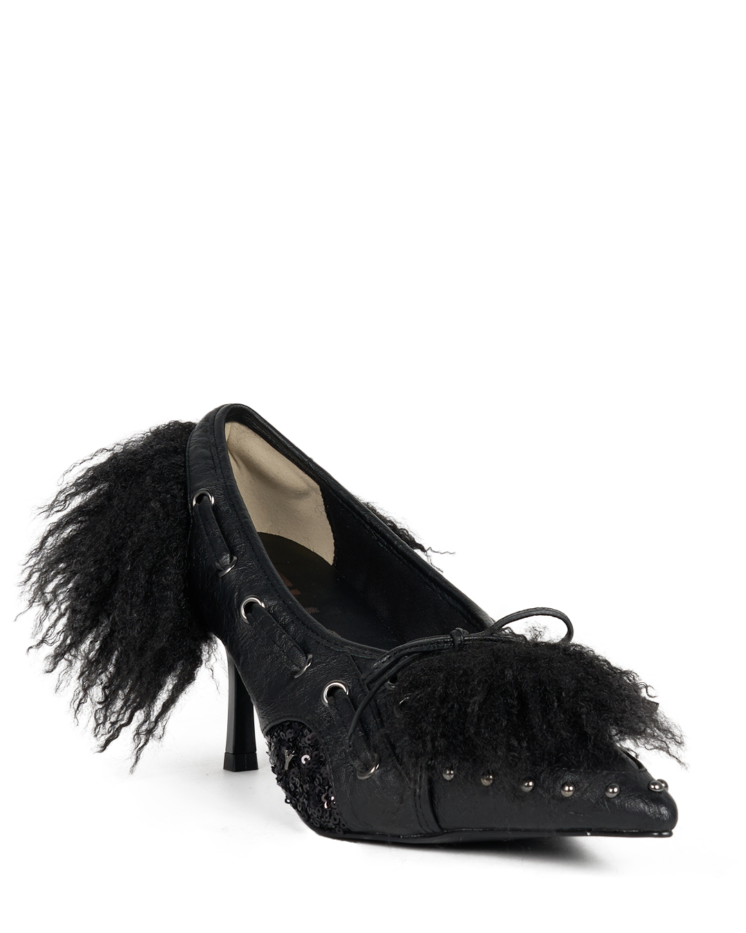 YELLO / MIDNIGHT FLUFF HEELS